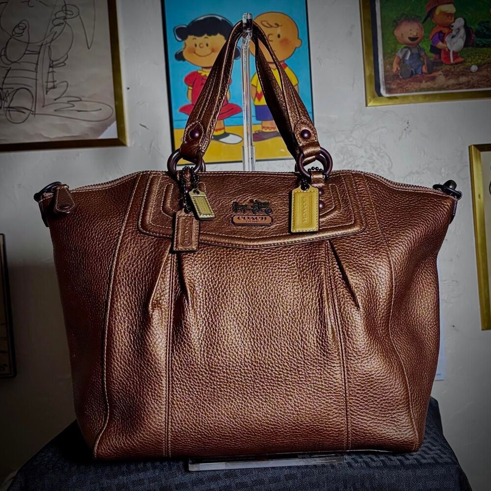 Coach Mia Metallic Bronze Leather Carryall Satchel (#14334)